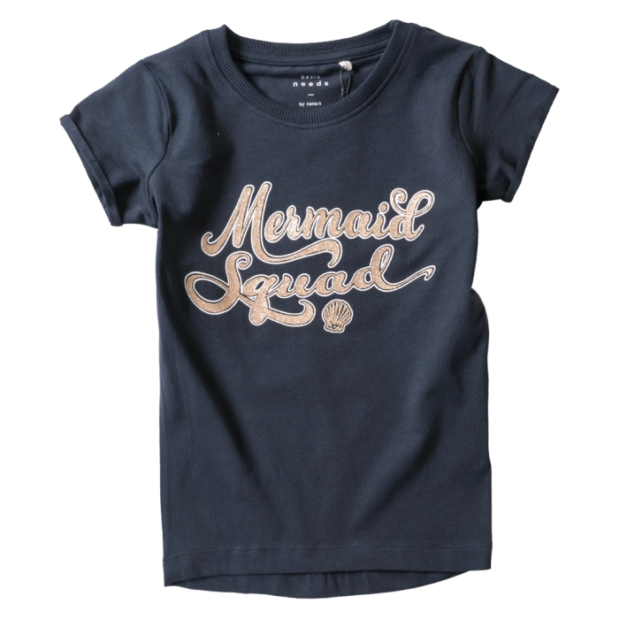 Παιδική μπλούζα Name it για κορίτσια Mermaid Squad μπλε επώνυμα παιδικά ρούχα μπλούζες καλοκαιρινές κοντομάνικες για κορίτσια ετών