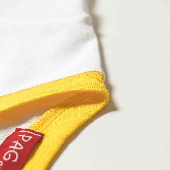 Παιδικό σετ Pag Sport Happen άσπρο αγορίστικα σετάκια καλοκαιρινά μακό με βερμούδα ελληνικά παιδικά ρούχα online λαιμός