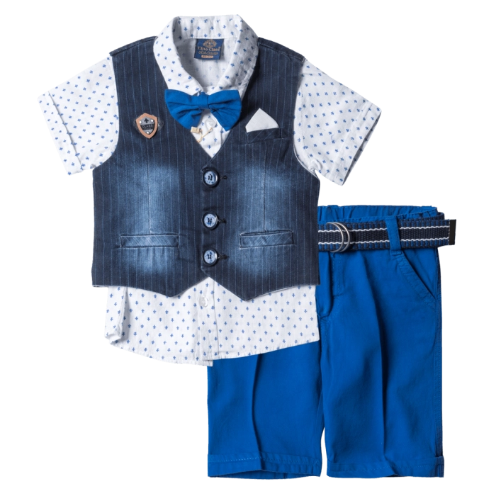 Παιδικό σετ για αγόρια Designer Stripes Μπλε αγορίστικο μοντέρνο με παπιγιόν και βερμούδα online