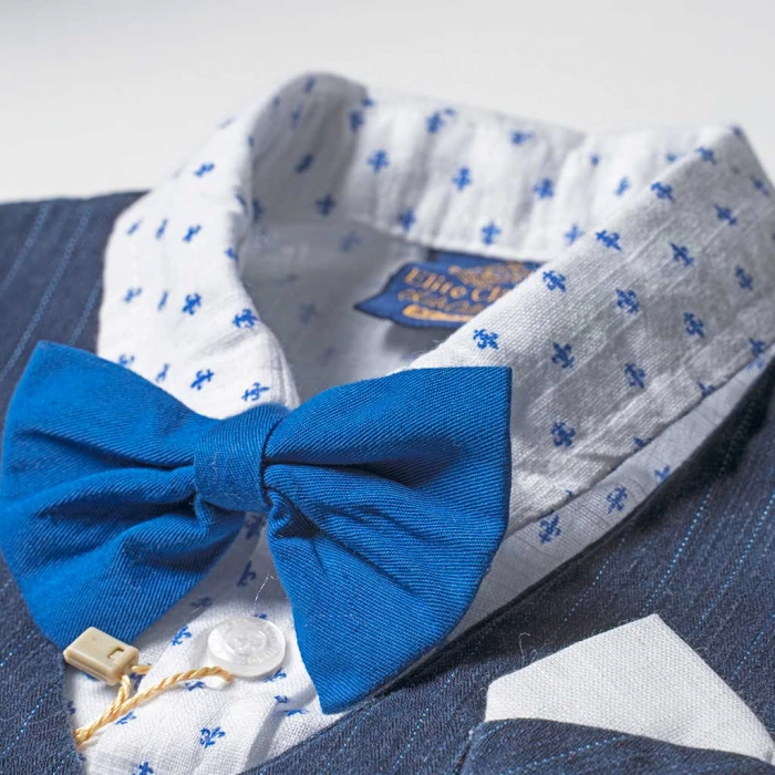 Παιδικό σετ για αγόρια Designer Stripes Μπλε αγορίστικο μοντέρνο με παπιγιόν και βερμούδα online 3