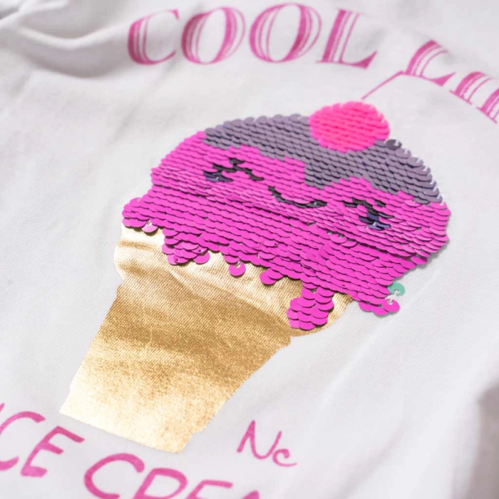 Παιδικό σετ New College για κορίτσια Cool Ice Cream άσπρο επώνυμα σετ κοριτσίστικα με κολάν παγιέτες μοντέρνα καλοκαιρινά ετών online 3