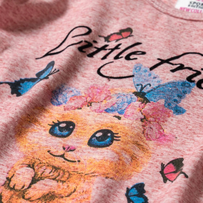Παιδικό σετ New college για κορίτσια Little friend ροζ σχέδιο μπλούζα