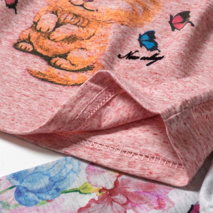Παιδικό σετ New college για κορίτσια Little friend ροζ μπλούζα βαμβακερή
