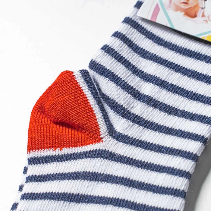 Παιδικές κάλτσες για αγόρια Stripes Μπλε αγορίστικη καθημερινή με κεραμιδί πατουσάκι online 1