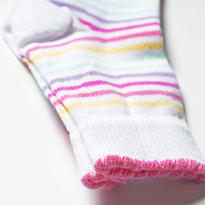 Παιδικές κάλτσες για κορίτσια Rainbow Stripes Άσπρο καθημερινό με ρίγες Online 1