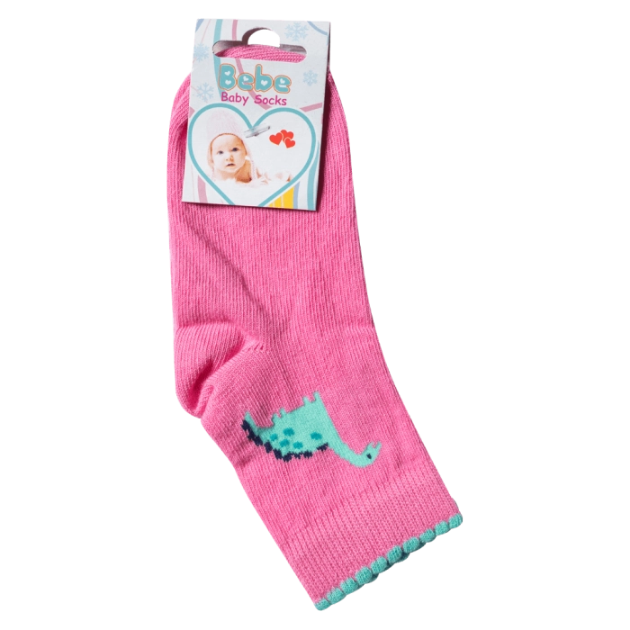 Παιδικές κάλτσες για κορίτσια Dino Φούξια χαριτωμένη κοριτσίστικη με στάμπα και λαστιχάκι online 1