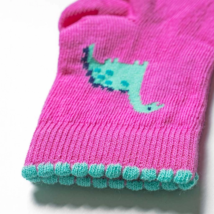 Παιδικές κάλτσες για κορίτσια Dino Φούξια χαριτωμένη κοριτσίστικη με στάμπα και λαστιχάκι online 1