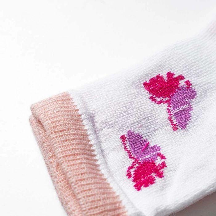 Βρεφικές κάλτσες για κορίτσια Hearts σομόν καθημερινές ποιοτικές βρεφικές απλές οικονομικές 3