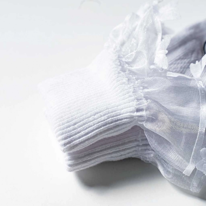 Βρεφικές κάλτσες για κορίτσια Butterfly άσπρες για καλό ντύσιμο ιδιαίτερες βάφτιση πρωτότυπες 2