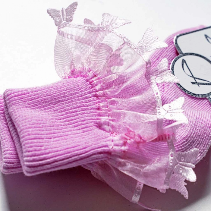 Βρεφικές κάλτσες για κορίτσια Butterfly ροζ για καλό ντύσιμο ιδιαίτερες βάφτιση πρωτότυπες 2