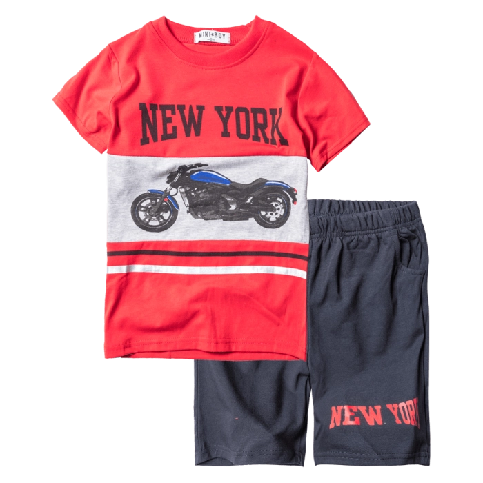 Παιδικό σετ για αγόρια New York Κόκκινο αγορίστικα καλοκαιρινά μοντέρνα σετ με βερμούδα οικονομικά