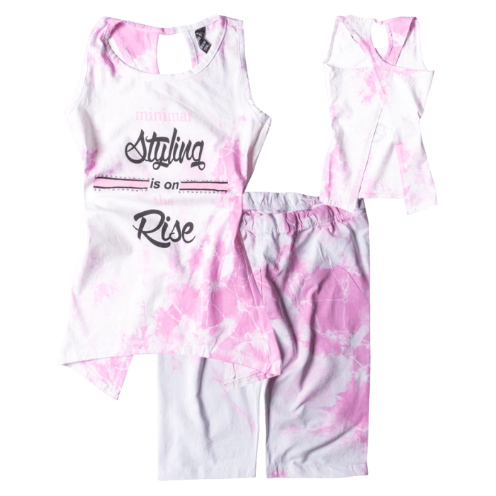 Παιδικό σετ Emery για κορίτσια Styling is on Rise Ροζ κοριτσίστικα σετ καλοκαιρινά μοντέρνα Tie dye