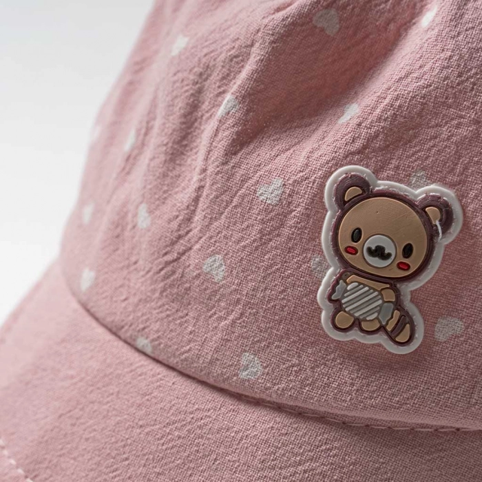 Βρεφικό καπέλο για κορίτσια Bear Hearts Σομόν κοριτσίστικα καπέλα καλοκαιρινά φθηνά 1