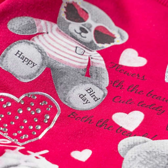Βρεφική μπλούζα Attivo για κορίτσια Bear Τριανταφυλλί κοριτσίστικες μοντέρνες μπλούζες φούτερ 2