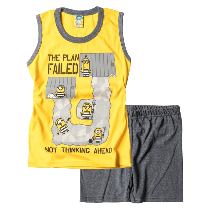 Παιδική πιτζάμα Like για αγόρια The Plan Failed Κίτρινο αγορίστικες καλοκαιρινές πιτζάμες ελληνικές