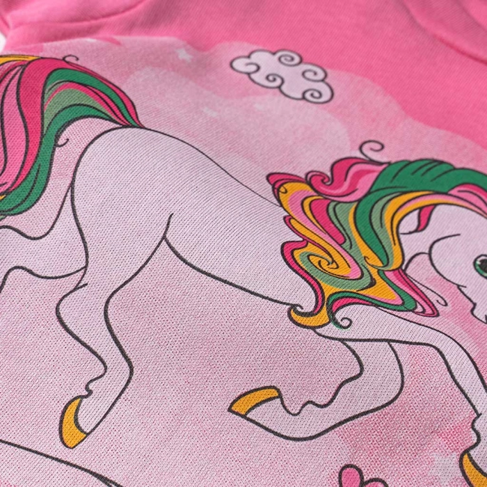 Βρεφικό φορμάκι για κορίτσια Unicorn Φούξια κοριτσίστικα καλοκαιρινά ζιπουνάκια στάμπα
