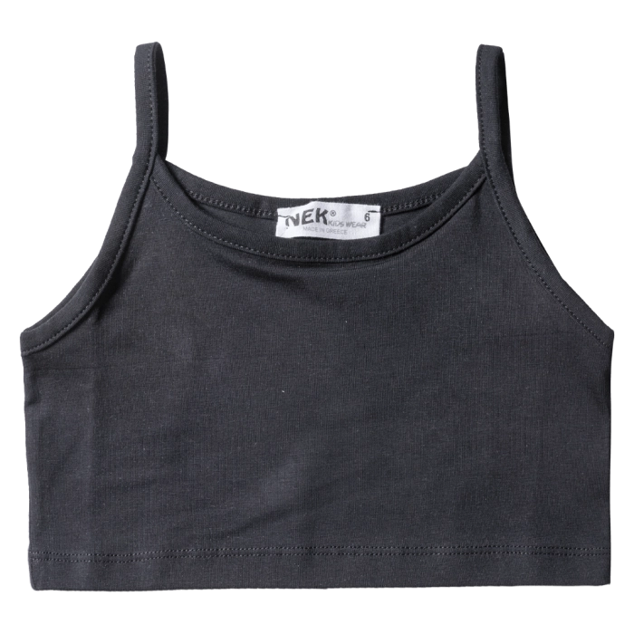 Παιδικό μπουστάκι NEK για κορίτσια Belly Μαύρο κοριτσίστικα ελληνικά μπλουζάκια κοντά μοντέρνα μονόχρωμα