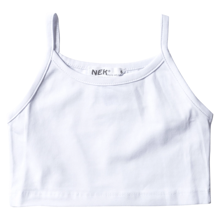 Παιδικό μπουστάκι NEK για κορίτσια Belly Άσπρο κοριτσίστικα ελληνικά μπλουζάκια κοντά μοντέρνα μονόχρωμα