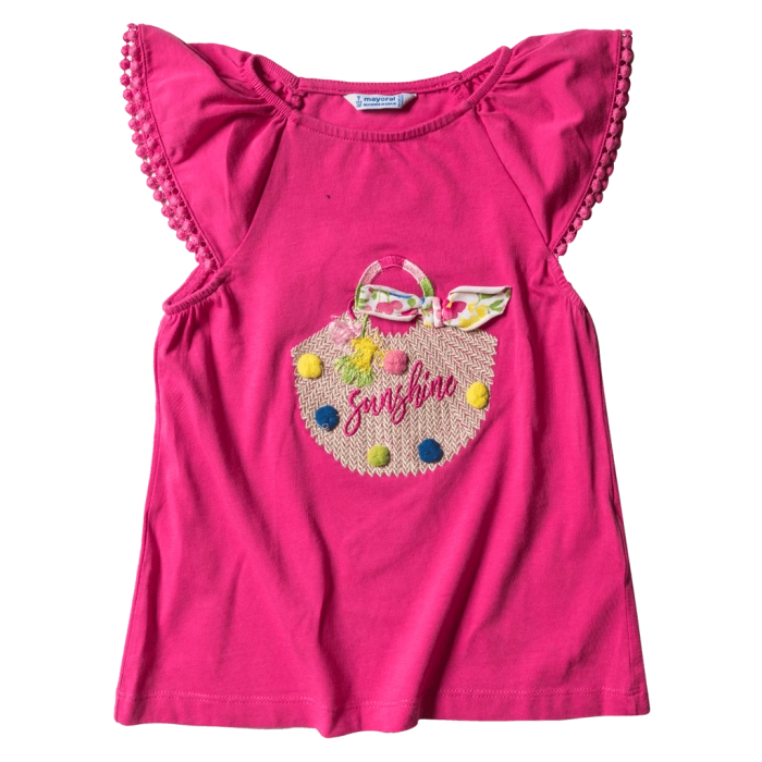 Παιδική μπλούζα Mayoral για κορίτσια Sunshine Φούξια κοριτσίστικα κοντομάνικα καλοκαιρινά μοντέρνα