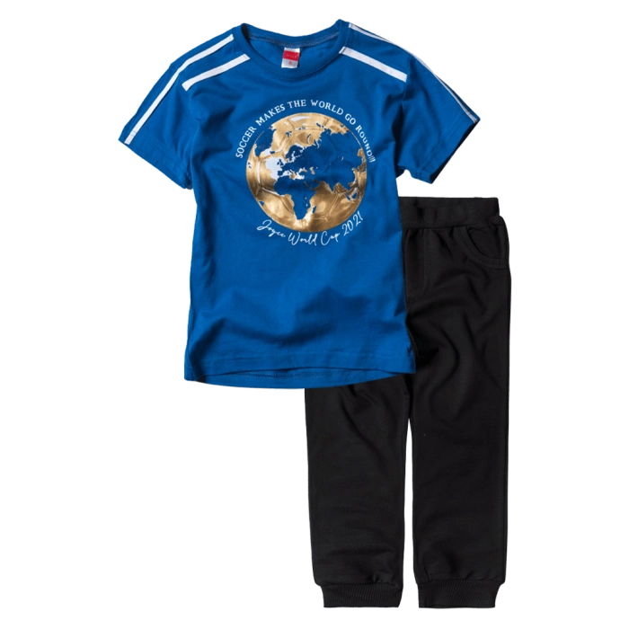Παιδικό σετ Joyce για αγόρια World Μπλε αγορίστικα αθλητικά καθημερινά σετ φόρμας ελληνικά