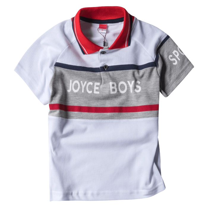 Παιδική μπλούζα Joyce για αγόρια Boys Άσπρο αγορίστικες πόλο μπλούζες με γιακά καθημερινές καλές οικονομικές