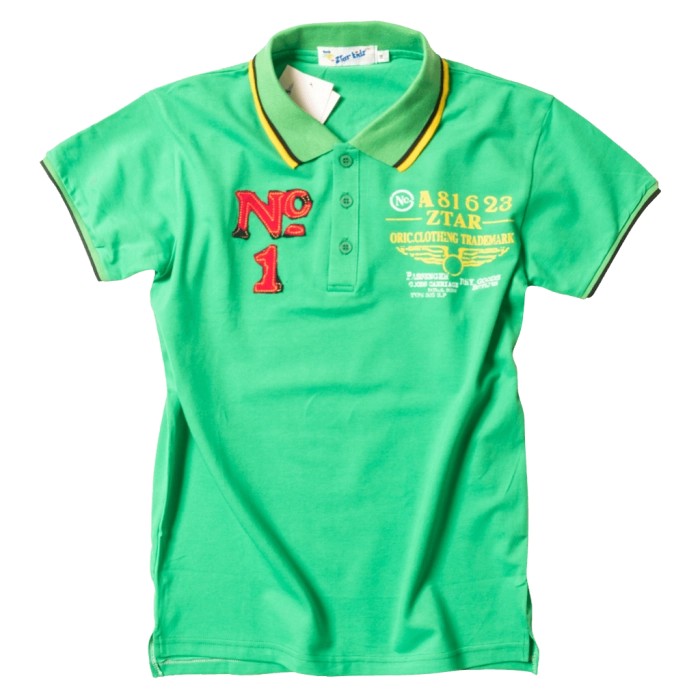 Παιδική μπλούζα για αγόρια No1 Πράσινο αγορίστικες πόλο μπλούζες με γιακά καθημερινές καλές οικονομικές