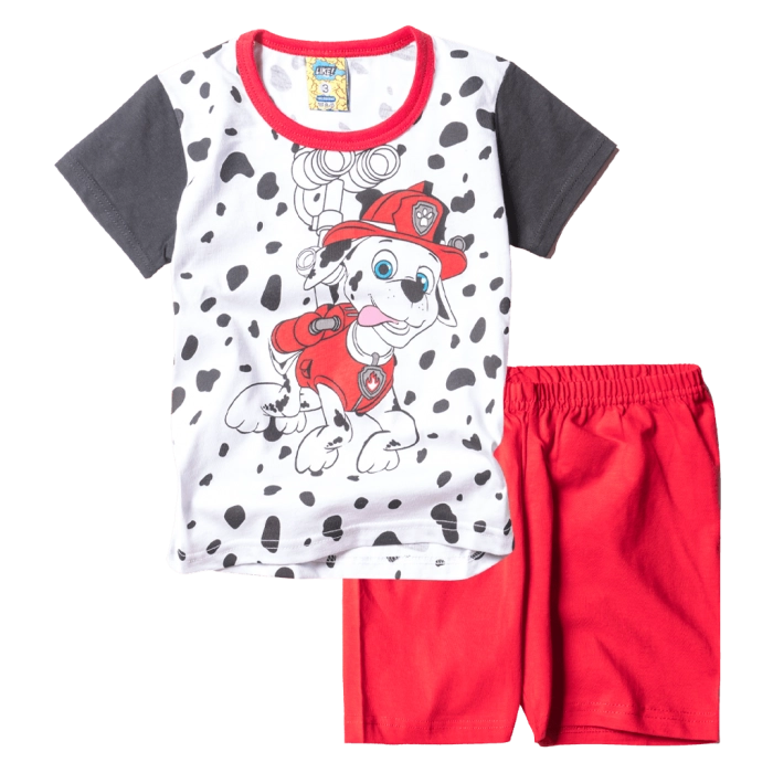 Παιδική πιτζάμα Like για αγόρια Puppy Boy Κόκκινο αγορίστικες καλοκαιρινές μοντέρνες ελληνικές πιτζάμες