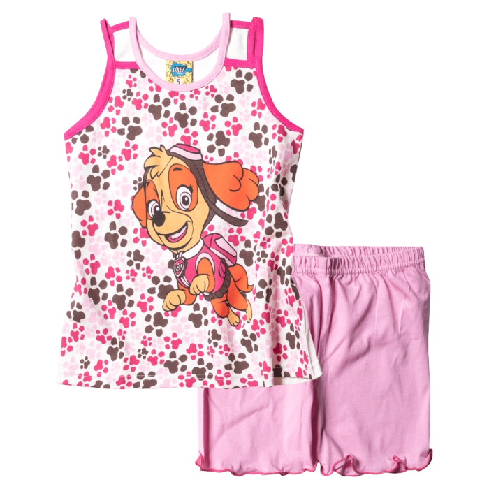 Παιδική πιτζάμα Like για κορίτσια Puppy Ροζ κοριτσίστικες καλοκαιρινές μοντέρνες ελληνικές πιτζάμες