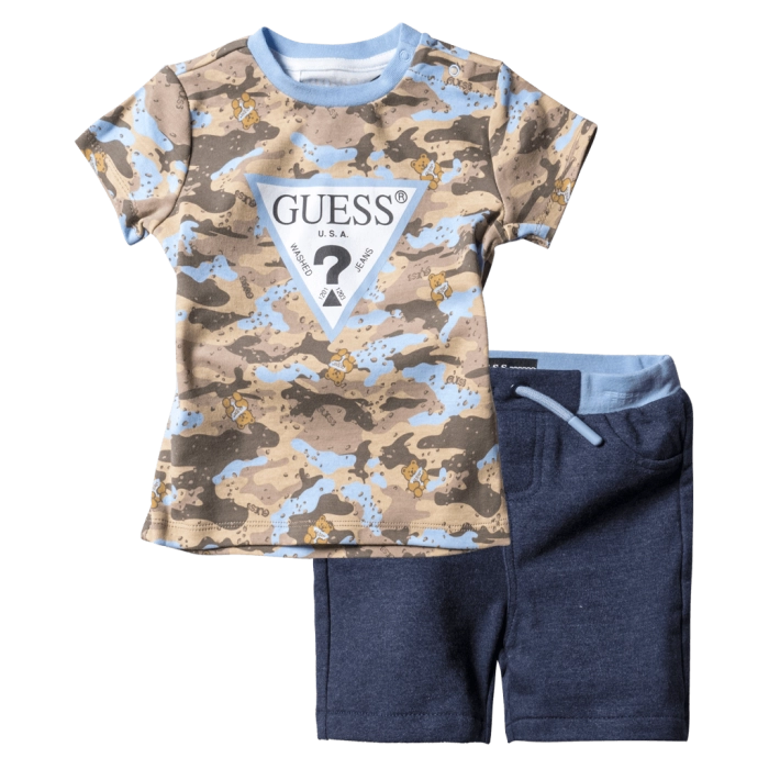 Βρεφικό σετ Guess για αγόρια Army baby Παραλλαγή καθημερινό αγορίστικο με στάμπα και βερμούδα online