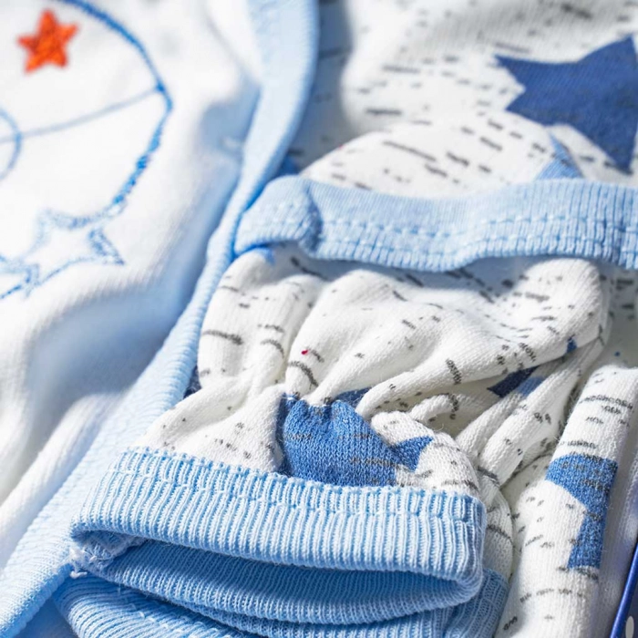 Βρεφικό σετ 5 τεμαχίων για αγόρια Beautiful σιέλ αγορίστικα νεογέννητα οικονομικά 100 βαμβακερά μοντέρνα γάντια