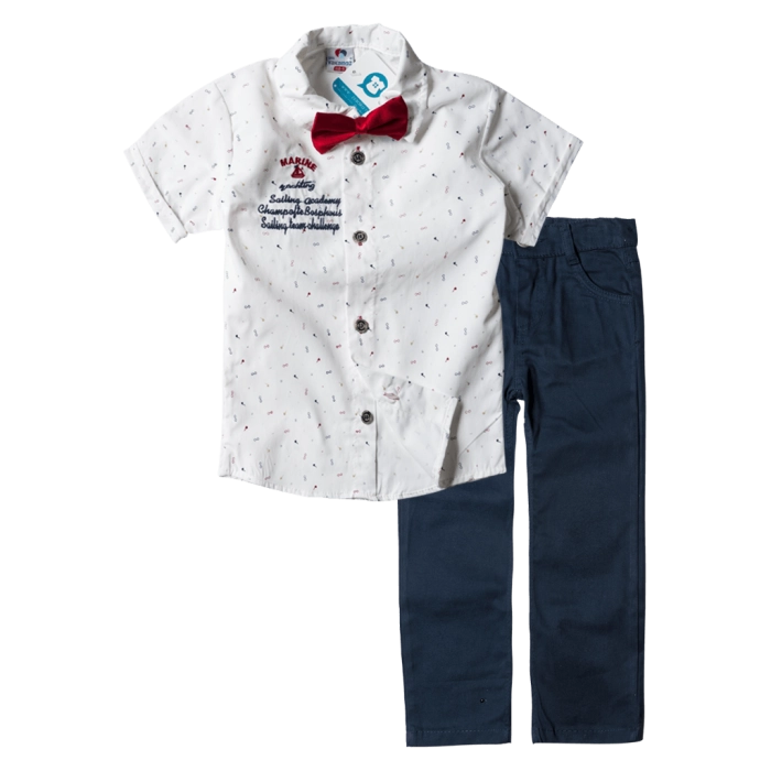 Παιδικό σετ για αγόρια Sailing άσπρο αγορίστικο κλασσικό σετ με πουκάμισο για εκδηλώσεις γιορτή με παπιγιόν ρομαντικό casual μοντέρνο
