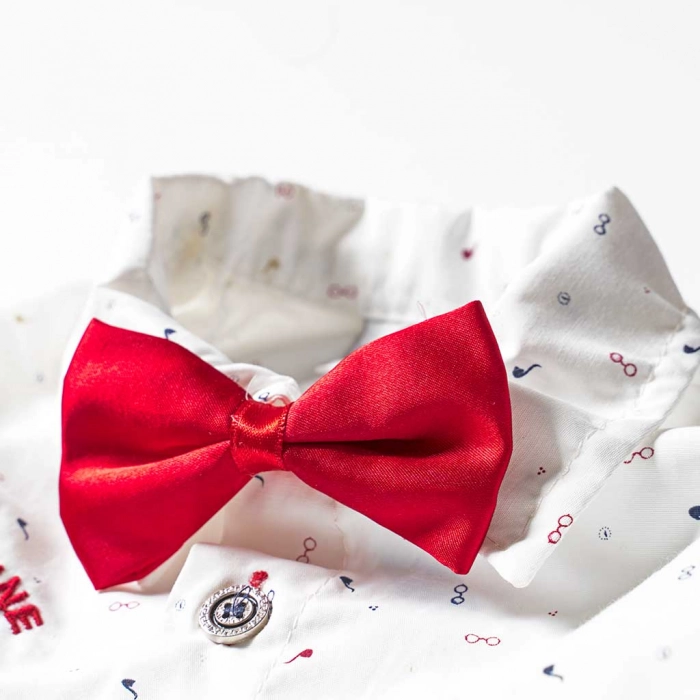 Παιδικό σετ για αγόρια Sailing άσπρο αγορίστικο κλασσικό σετ με πουκάμισο για εκδηλώσεις γιορτή με παπιγιόν ρομαντικό casual μοντέρνο 3