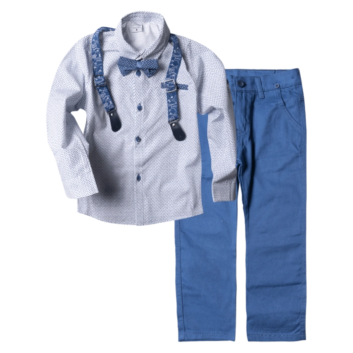 Παιδικό σετ για αγόρια Karlovy Μπλε αγορίστικο ολοκληρωμένο σετ με πουκάμισο παπιγιόν τιράντες παντελόνι