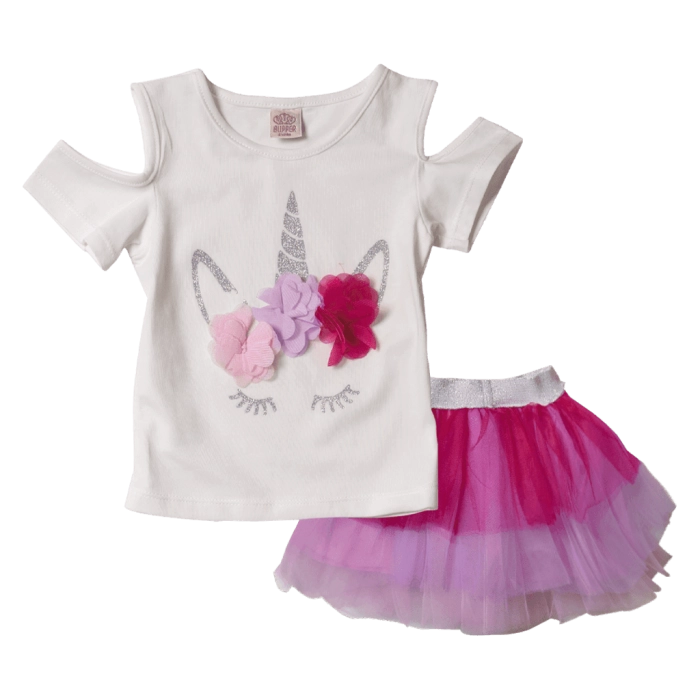 Παιδικό σετάκι για κορίτσια Unicorn2 φούξια μοντέρνο σετ με φούστα tutu για κορίτσια με μονόκερο unicorn τούλι online