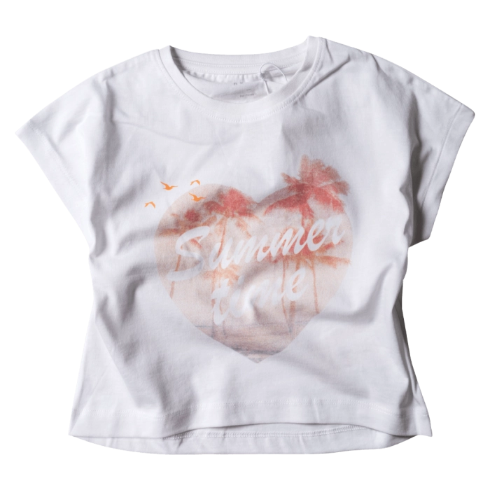 Παιδική μπλούζα Name it για κορίτσια Summer time άσπρο άνετα μοντέρνα καλοκαιρινά επώνυμα ποιοτικά για βόλτα καθημερινά