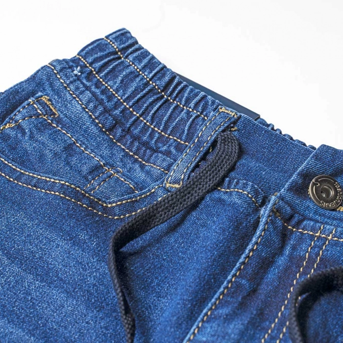 Παιδικό παντελόνι τζιν για αγόρια Run Boy μπλε αγορίστικο οικονομικο με λάστιχο άνετο μοντέρνο καθημερινό για το σχολείο 4