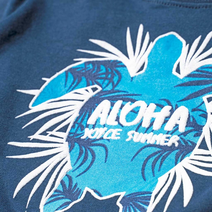 Παιδικό σετ Joyce για αγόρια Aloha μπλε αγορίστικα καλοκαιρινά βερμούδα ελληνικά ποιοτικά casual αθλητικά