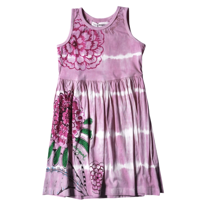 Παιδικό φόρεμα Desigual για κορίτσια Valendina ροζ κοριτσίστικα καλοκαιρινά επώνυμα άνετα για βόλτα ποιοτικά ετών χρονών σχέδιο