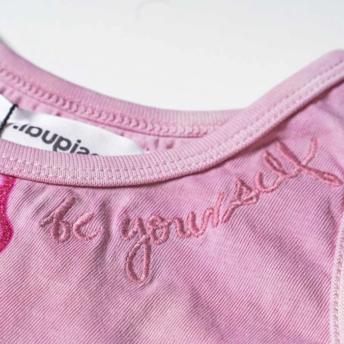 Παιδικό φόρεμα Desigual για κορίτσια Valendina ροζ κοριτσίστικα καλοκαιρινά επώνυμα άνετα για βόλτα ποιοτικά ετών χρονών σχέδιο λαιμόκοψη