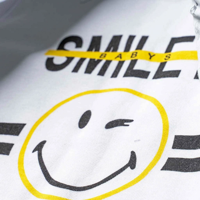 Βρεφικό σετ για αγόρια Smiley γκρι αγορίστικο εποχιακό μοντέρνο οικονομικό με σχέδια οικονομικά αμάνικο για βόλτα στάμπα