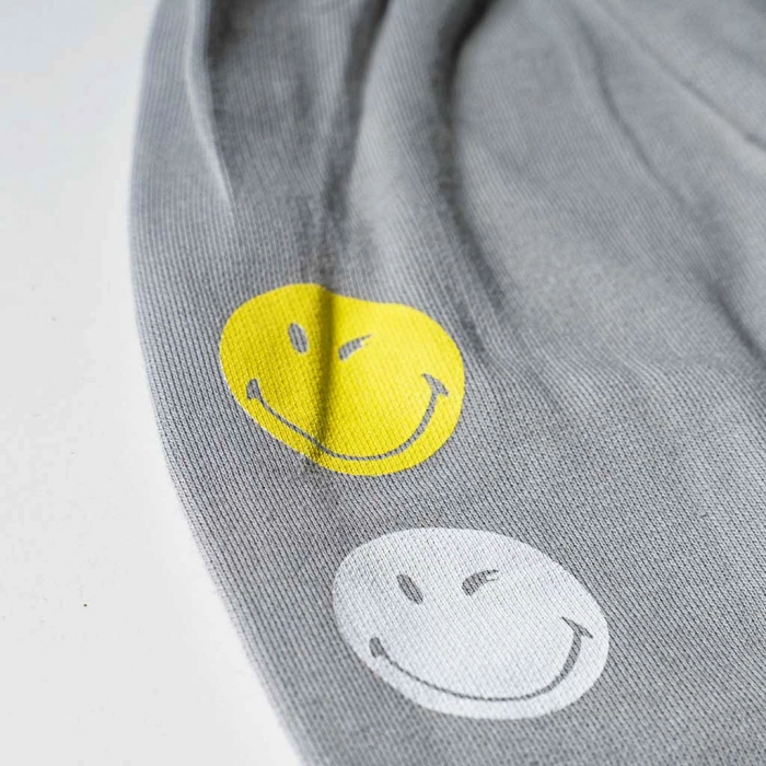 Βρεφικό σετ για αγόρια Smiley γκρι αγορίστικο εποχιακό μοντέρνο οικονομικό με σχέδια οικονομικά αμάνικο για βόλτα emoji