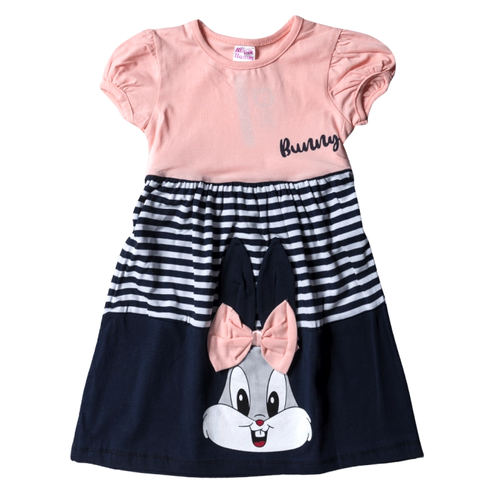 Παιδικό φόρεμα για κορίτσια Lola bunny ροζ απαλό ριγέ κοριτσίστικο άνετο μοντέρνα καλοκαιρινά οικονομικά 100βαμβακερά