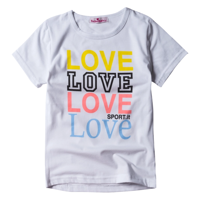 Παιδική μπλούζα για κορίτσια LOVE LOVE Άσπρο Κοραλλί κοριτσίστικο καθημερινό χαριτωμένο online