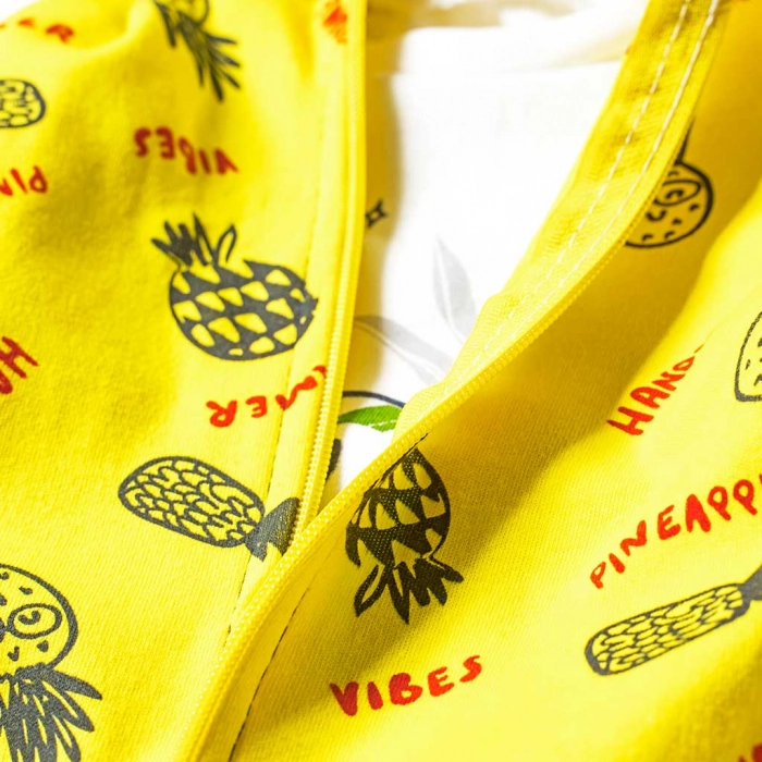 Βρεφικό σετ φόρμας για αγόρια Pineapple κίτρινο αγορίστικο μοντέρνο με κουκούλα με ζακέτα μηνών αθλιτικό ελαστικό 4
