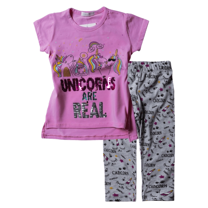 Παιδικό σετ Εβίτα για κορίτσια Unicorns are real Ροζ κοριτσίστικο καθημερινό με κολάν για βόλτα online.