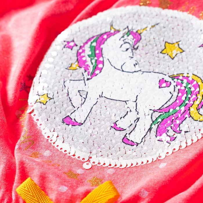 Παιδικό ολόσωμο σόρτς Εβίτα για κορίτσια Unicorn Φλούο Κοραλλί κοριτσίστικο καλοκαιρινό καθημερινό για βόλτες επώνυμο online 5