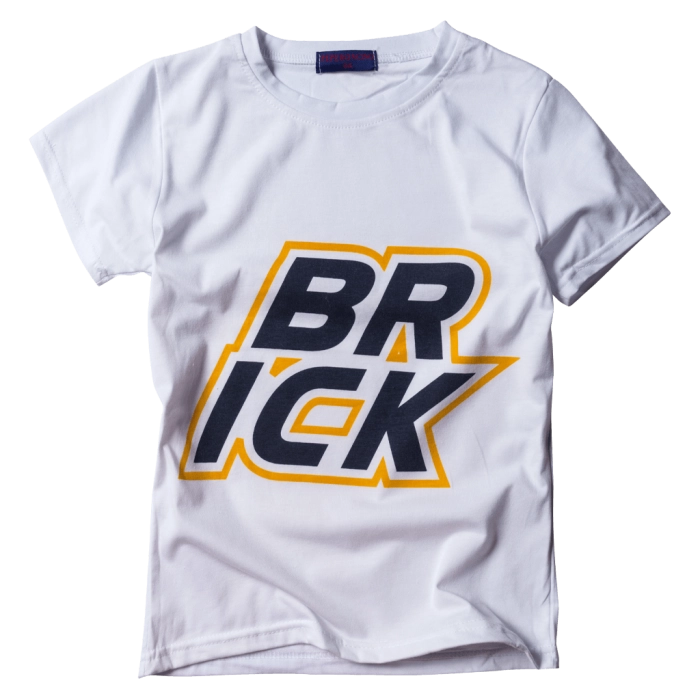 Παιδική μπλούζα για αγόρια Brick Άσπρο Κίτρινο αγορίστικο καθημερινό κοντομάνικο online