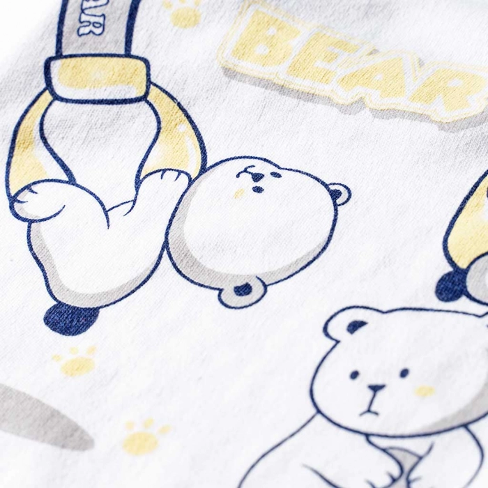 Βρεφικό ζιπουνάκι για αγόρια Baby Bear Άσπρο Κίτρινο αγορίστικο καθημερινό με κουμπάκια με αρκουδάκια online 1