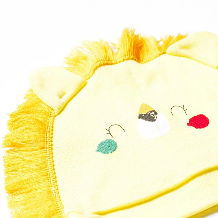 Βρεφικό φορμάκι για αγόρια Lion κίτρινο χαριτωμένο λιονττράκι δωράκι μωρό ολόσωμο σκούφος