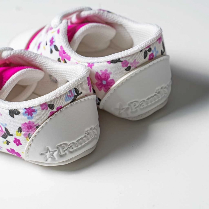 Βρεφικά παπούτσια αγκαλιάς για κορίτσια Star Floral φούξια κοριτσίστικο με λουλούδια άνετο για βόλτα δώρο νεογέννητα τύπου converse all star 1
